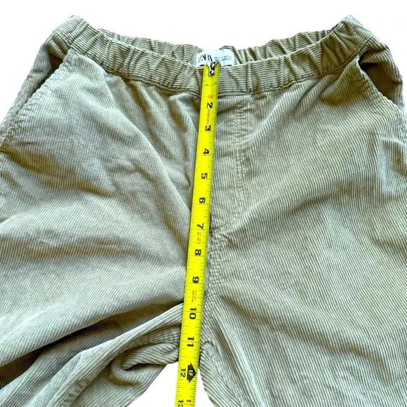 Zara Corduroy Green Pants Pull-on Wide leg Size 2 - Picture 8 of 9